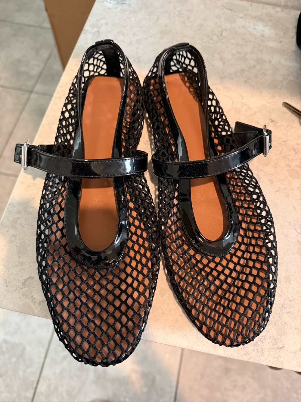 Black Mesh Mary Jane Flats - Women's Stylish Casual Shoes